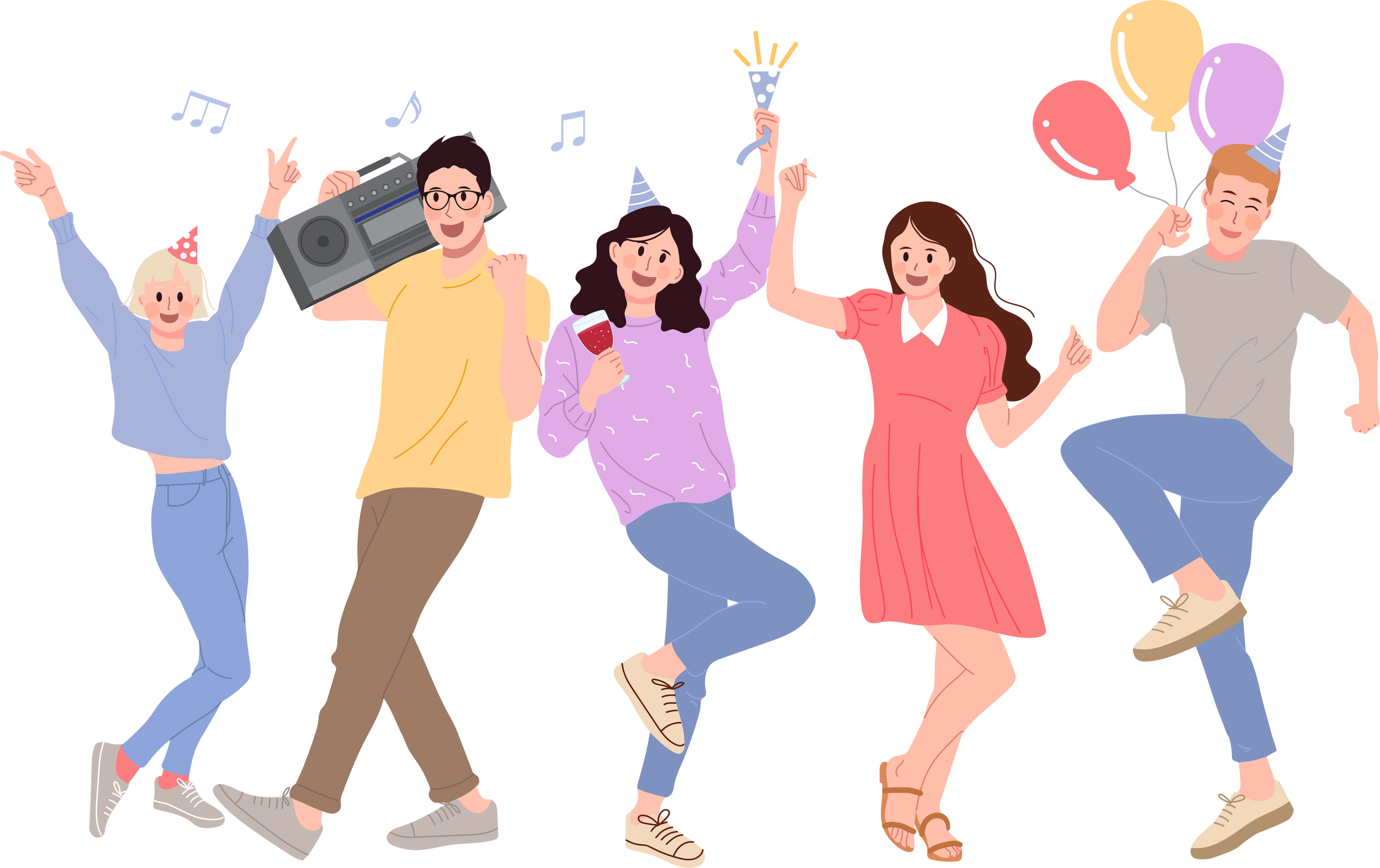 Group of friends enjoy celebrating party